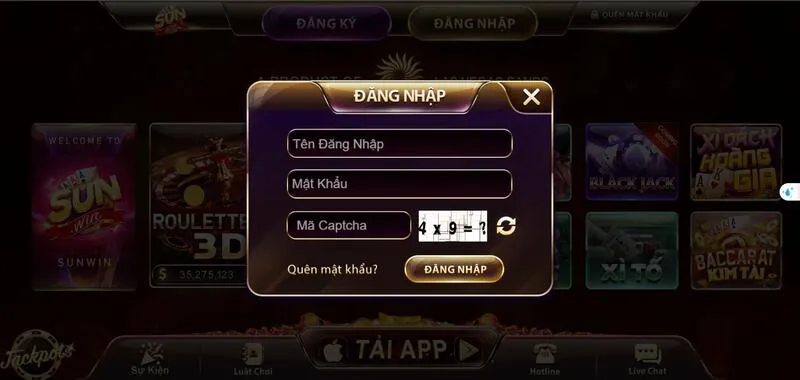 Nhập đầy đủ thông tin trong form đăng nhập